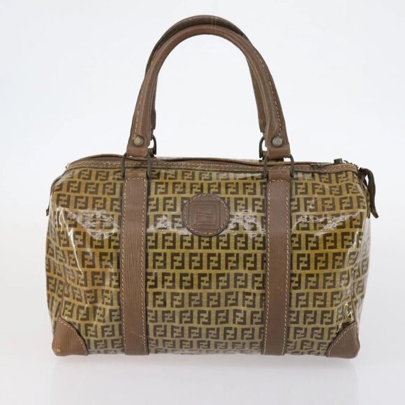 FENDI Zucchino Canvas Bag Enamel 2 Set Brown Auth ti3463 - Picture 16 of 16